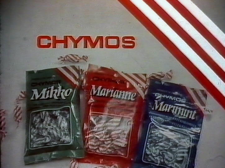 Three sweet bags, Mikko, Marianne and Marimint, laid out under the CHYMOS name.