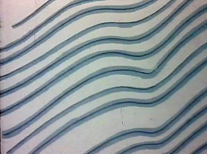 Hair strands drawn as lines with small barbs along their length, close and filling the frame.