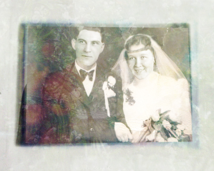 Still from Learned by Heart, vintage wedding photograph