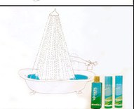 Vivante still, shower scene with three Vivante product tubes