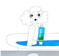 Vivante still, woman in the bath holding a Vivante tube